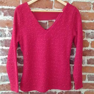 Jennifer Lopez V-Neck, Red Shirt; Size M